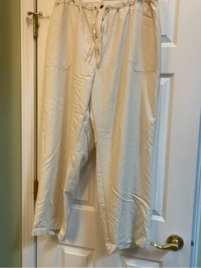 Caribbean Joe Women's Straight Leg Drawstring Pants in Cream.  )98)